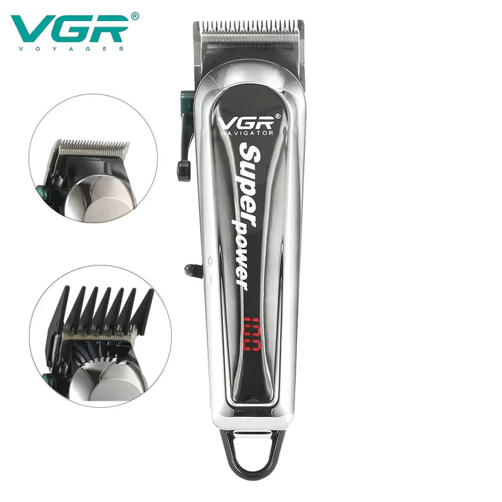 VGR V-060 hair clipper full kit with guide combs, USB cable and accessories