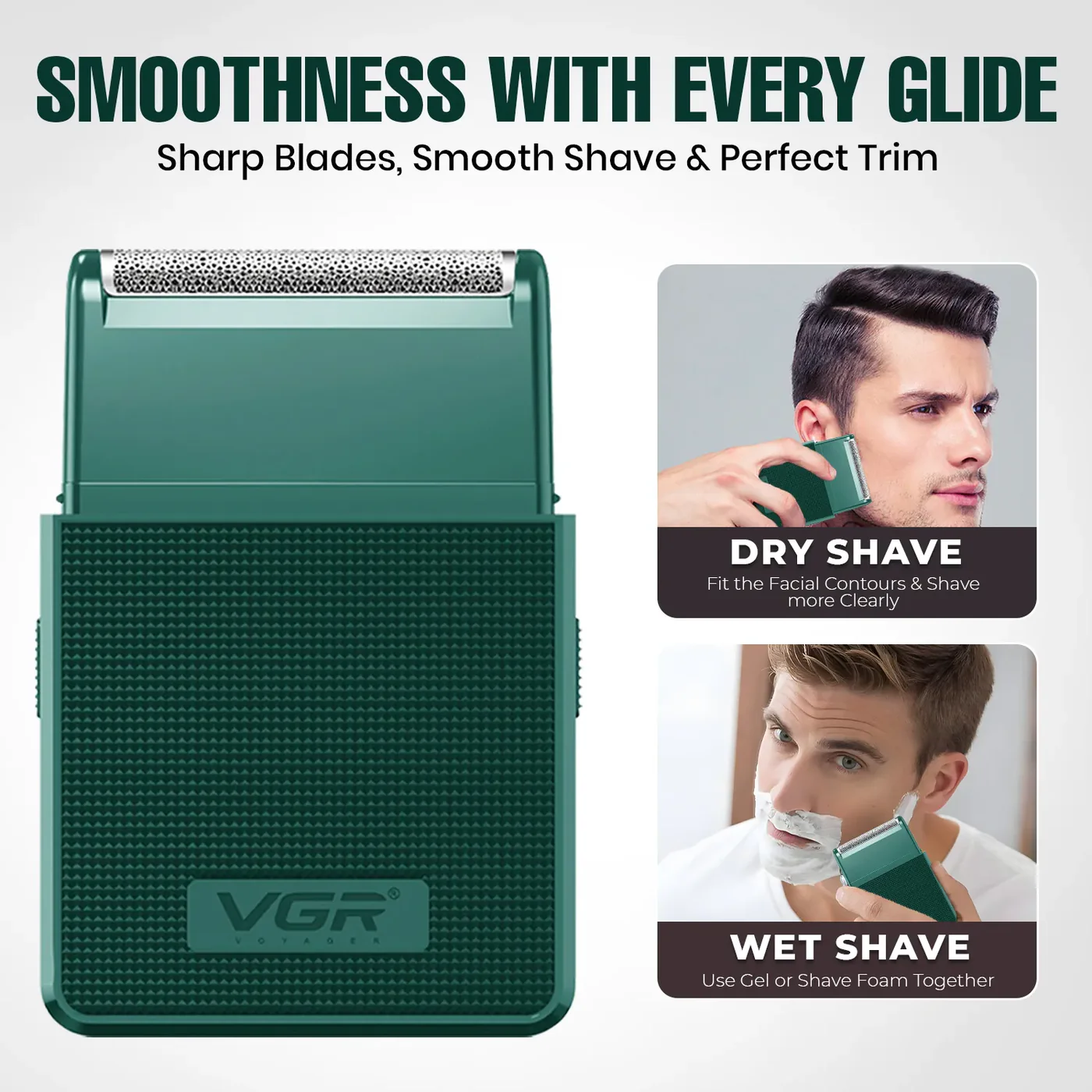 VGR V-376 shaver pop-up trimmer and foil blade close-up