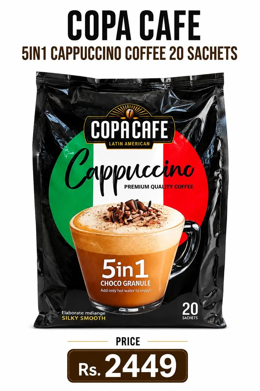 COPA Café 5 in 1 Cappuccino Coffee 20 Sachets front view original imported coffee